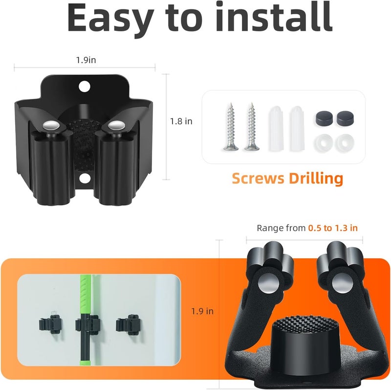 baecel 5 PCS Broom Holder Wall Mount, Upgraded Heavy Duty Mop and Broom Holder Wall Mount, Stainless Steel Broom Hanger Mop Holder Rack for Kitchen Laundry Garden Tool Organizer - Image 5